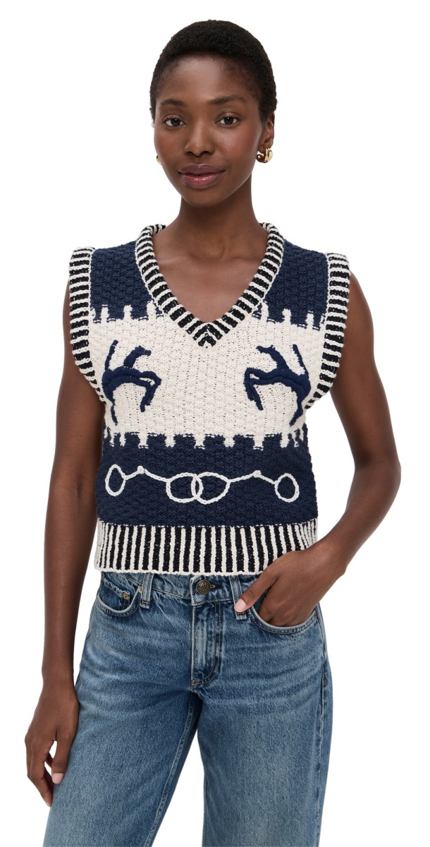Carolina K Fox Vest Navy