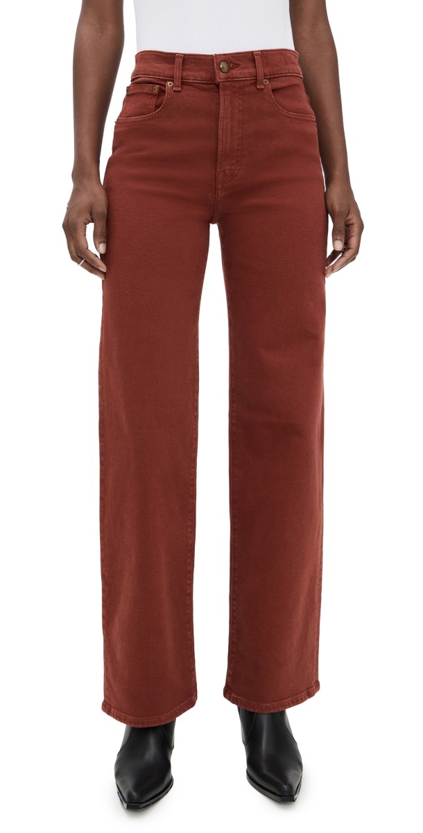 Madewell Perfect Vintage Wide Leg Jeans In Garment Dye Deep Redwood