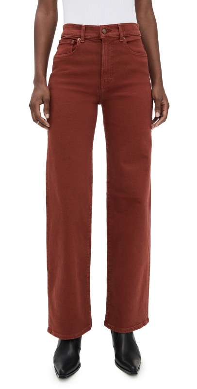 Madewell Perfect Vintage Wide Leg Jeans In Garment Dye Deep Redwood