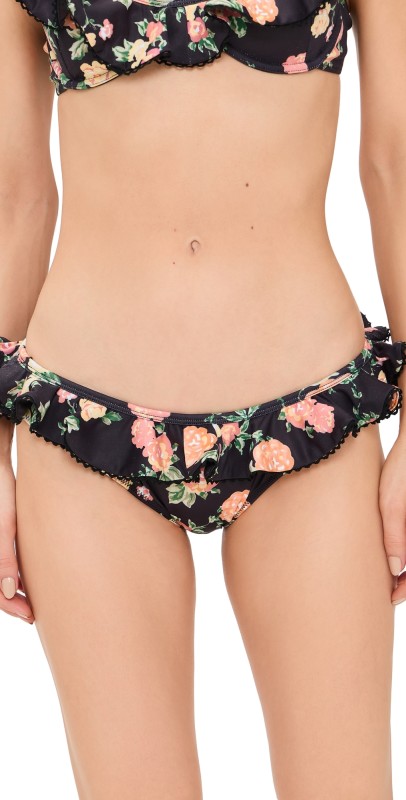 CAROLINE CONSTAS Lotus Bikini Bottoms Black Floral