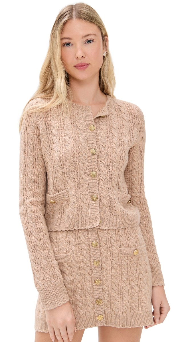 LoveShackFancy Eugenie Cardigan Camel Melange
