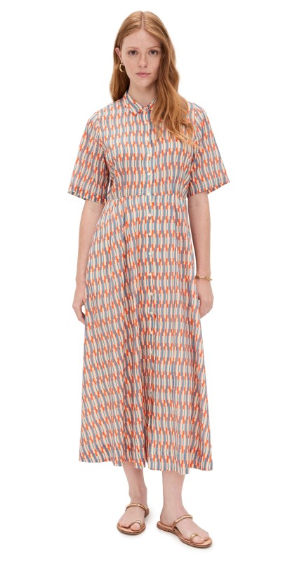 Birds of Paradis Aster Dress Retro Grid
