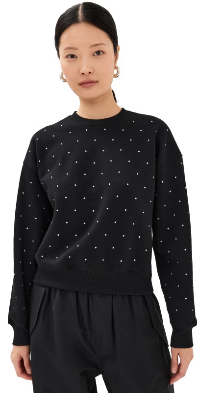 Good American Crystal Crewneck Sweatshirt Black001