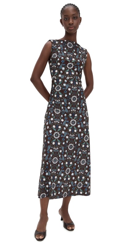 Hill House Home The Sloane Dress Swedish Floral/Chocolate
