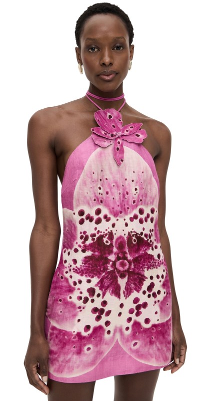 AMUR Everlee Orchid Print Mini Dress Coraline Orchid