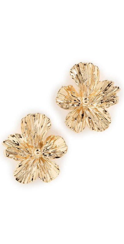 LELET NY Maya Floral Button Earrings Gold