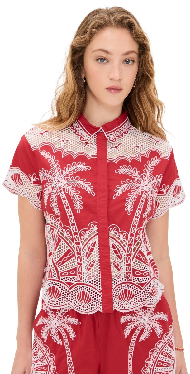 FARM Rio Red Palm Trees Shirt Red