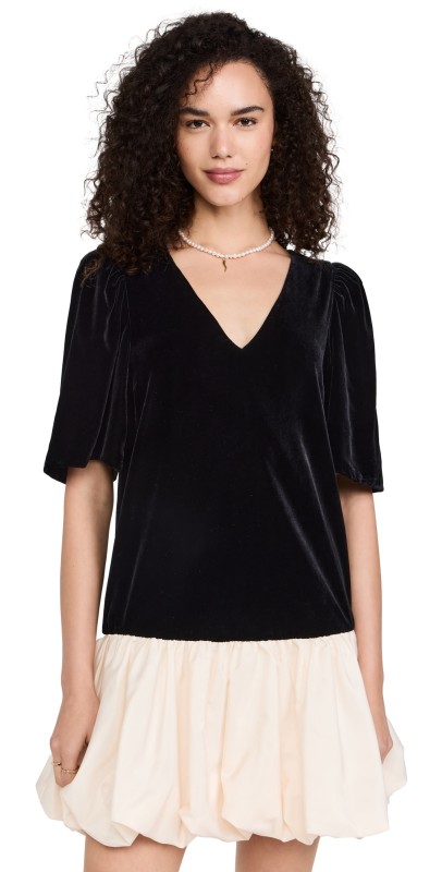 RHODE Juliana Velvet Dress Ink/Macadamia