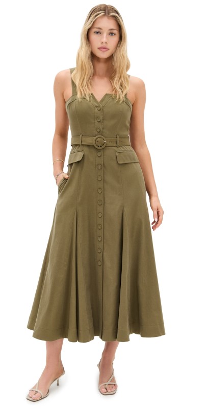 La Ligne Button Down Dress with Belt Caper
