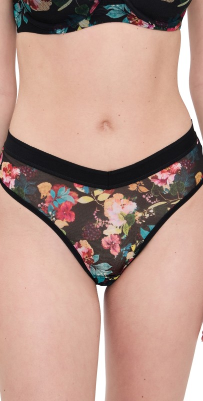 Hanky Panky Printed Mesh Hi Rise Thong Botanic Romantic