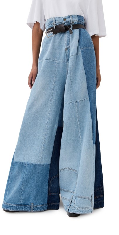 A. W.A. K.E. MODE Wide Leg Denim Pants Mid Blue