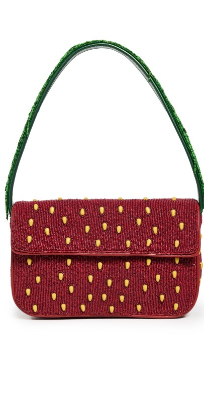 STAUD Tommy Beaded Bag Strawberry Dream