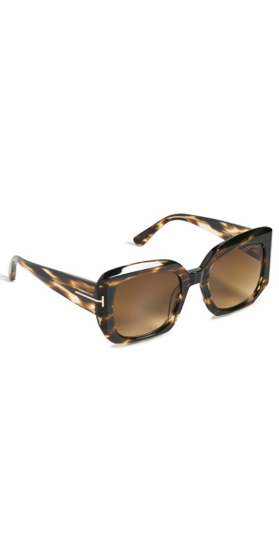 Tom Ford Carla Sunglasses Brown Striped Honey/Grad Brow