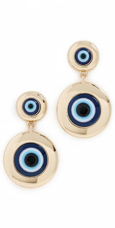 BaubleBar Eyes Open Drop Earrings Dark Blue/Gold