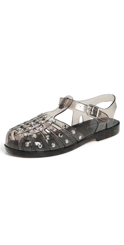 Intentionally Blank Ellery Studded Jelly Sandals Smoke