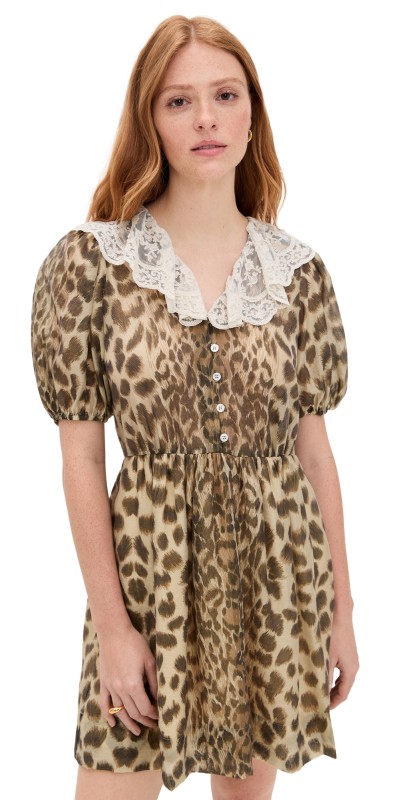 Sea Claude Print Lace Collared Dress Cream