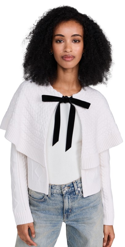 Sea Caleb Cable Knit Tie Front Cardigan Ivory