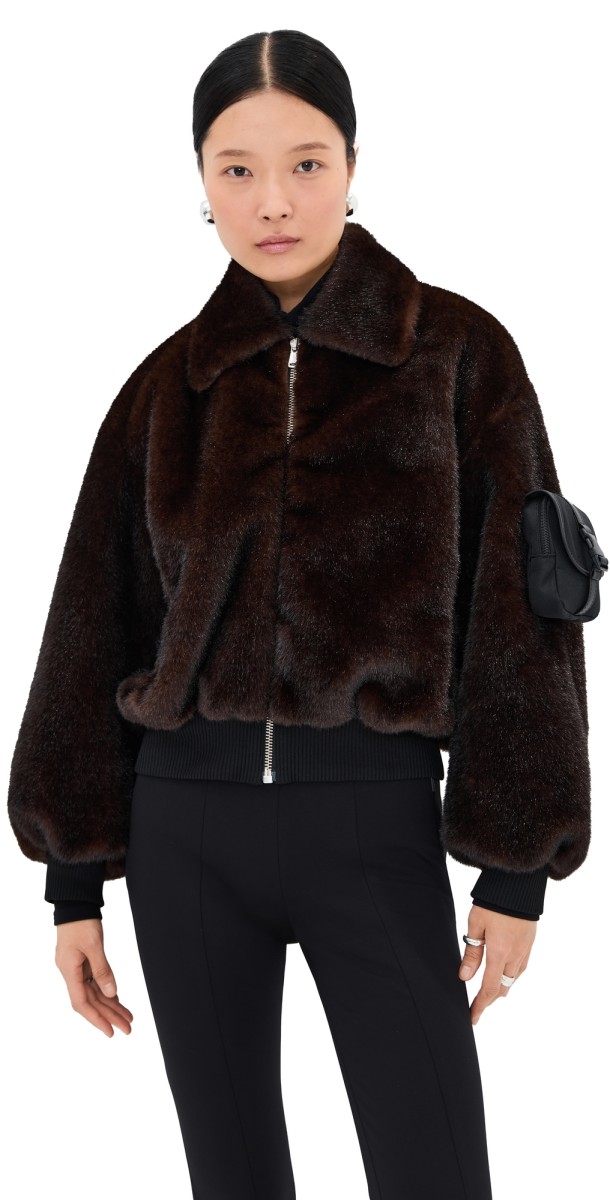 Coperni Faux Fur Bomber Jacket Brown
