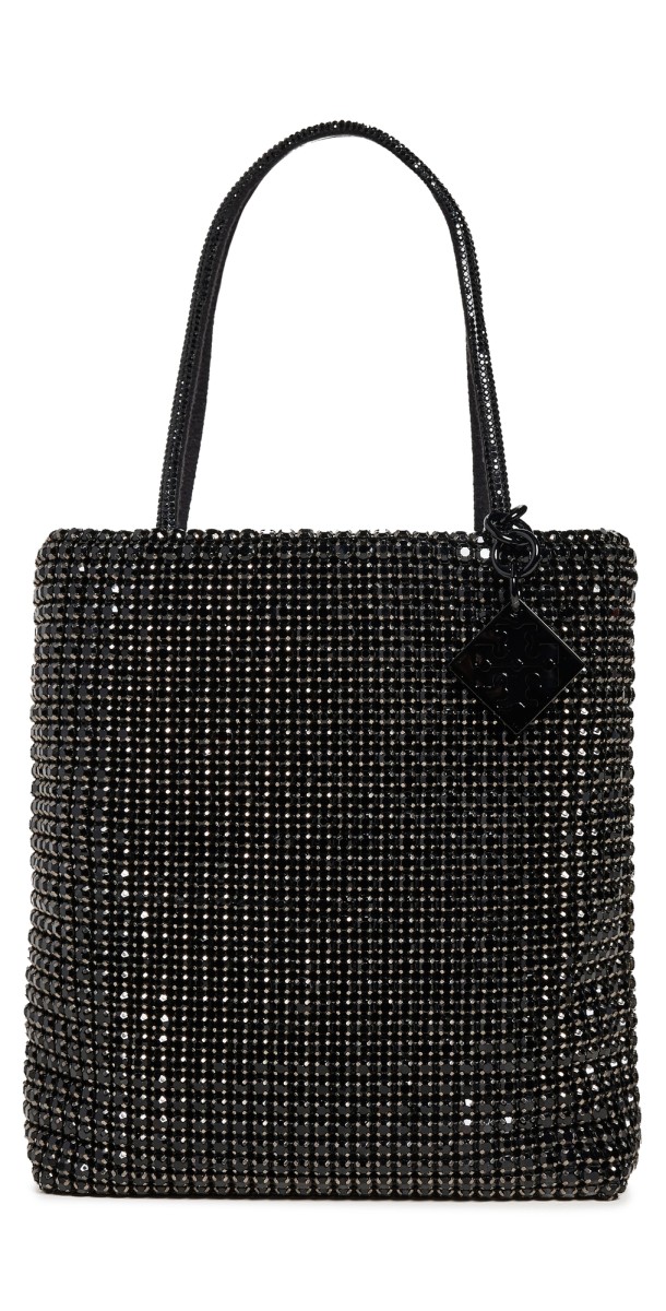 Tory Burch Night Owl Crystal Embellished Mini Tote Black