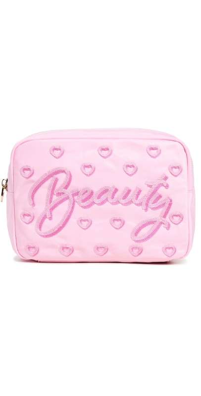 Stoney Clover Lane Beauty Embroidered Large Pouch Flamingo