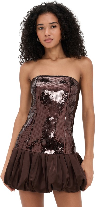 Retrofête Anika Sequin Dress Tobacco