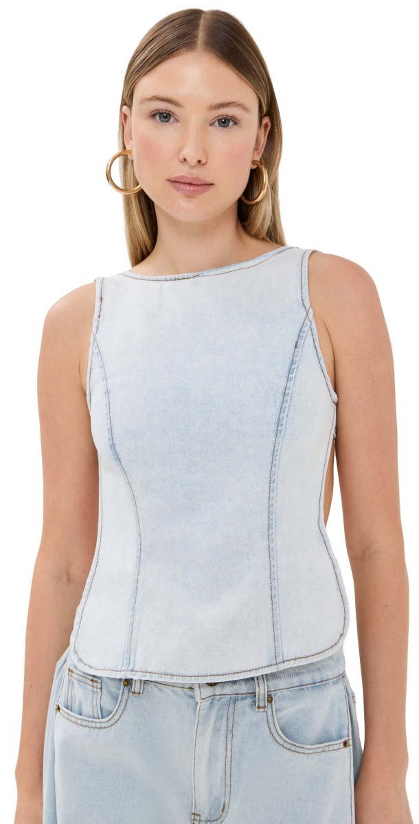 Lioness Rider Backless Top Light Denim