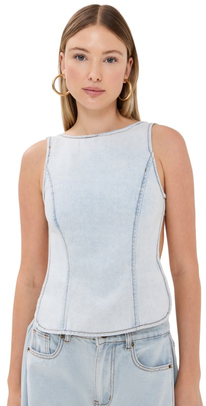 Lioness Rider Backless Top Light Denim
