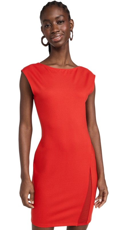 Victor Glemaud Cap Sleeve Mini Dress Ruby