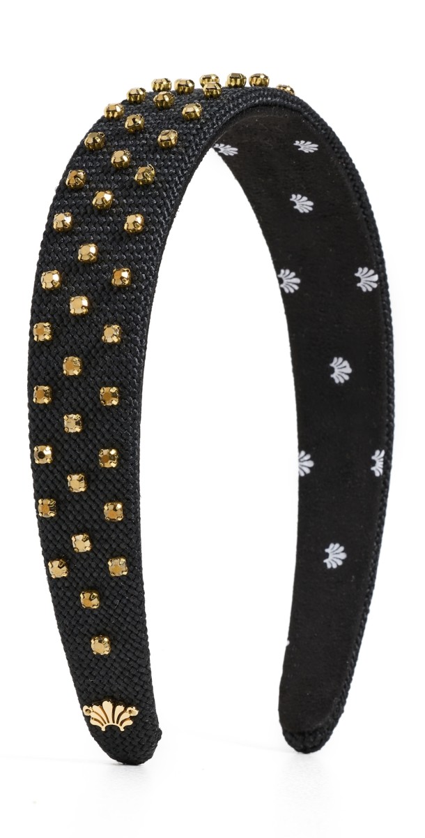 Lele Sadoughi Burlap Bessette Headband Crystal Dorado