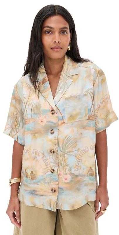 Zimmermann Illuminate Short Sleeved Shirt Blue Morning
