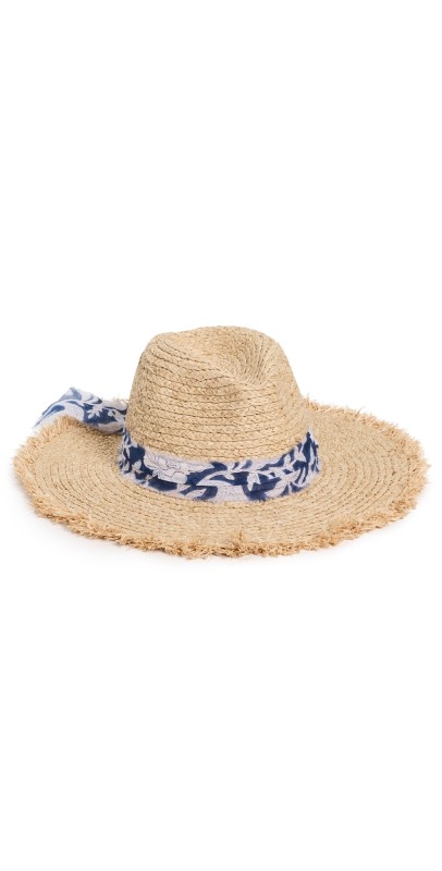 Hat Attack Breezy Continental Straw Hat Natural/Blu