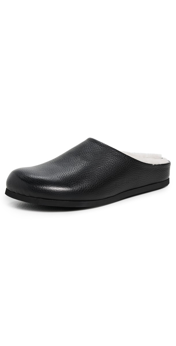 Common Projects Clogs In Leather with Shearling Black