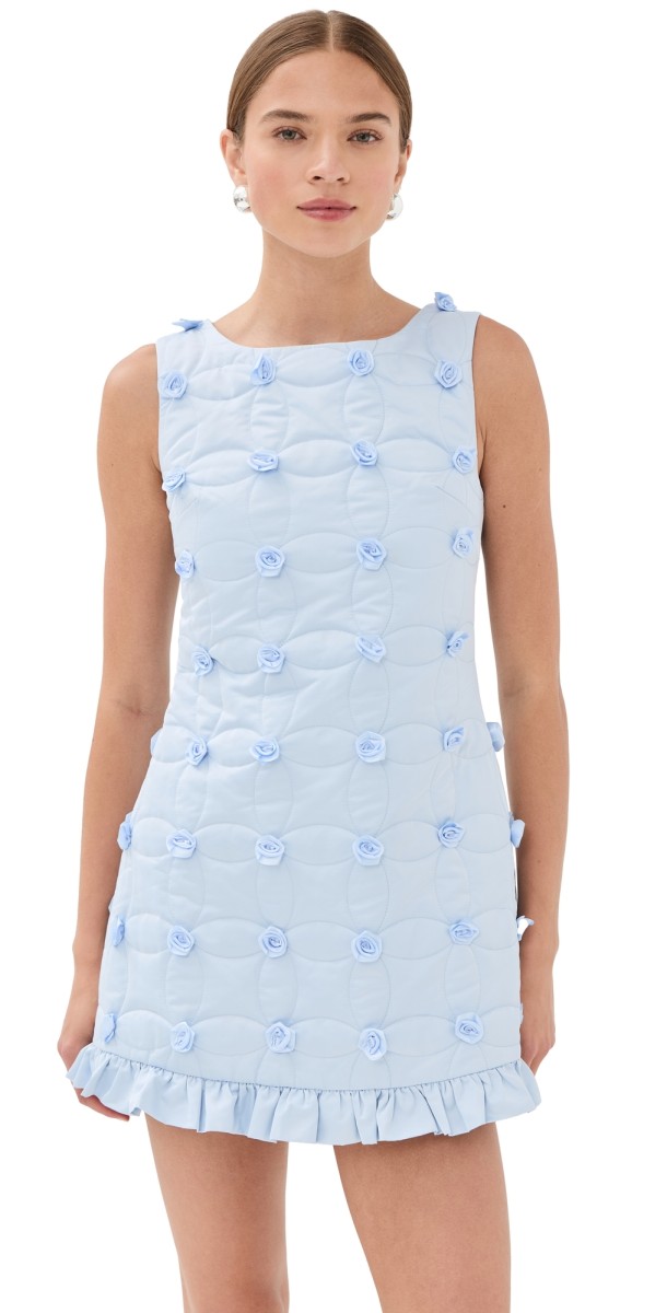 Tanner Fletcher Pippin Quilted Rosette Mini Dress Light Blue