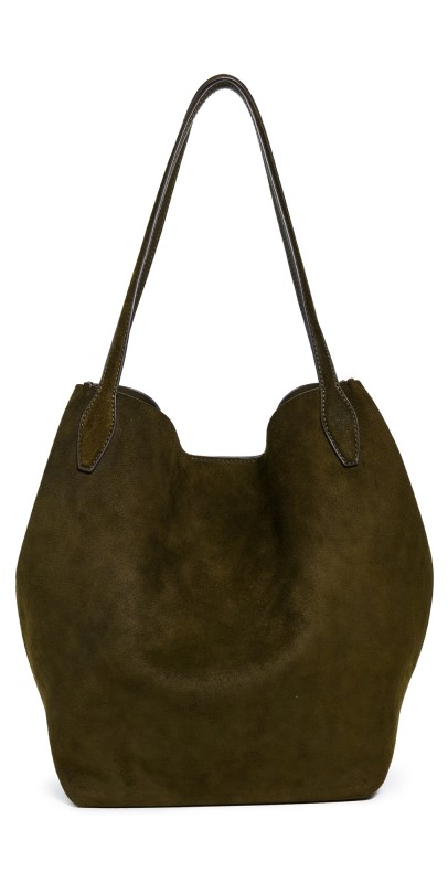 Madewell The Shopper Tote In Soft Grain Suede Dried Oliv