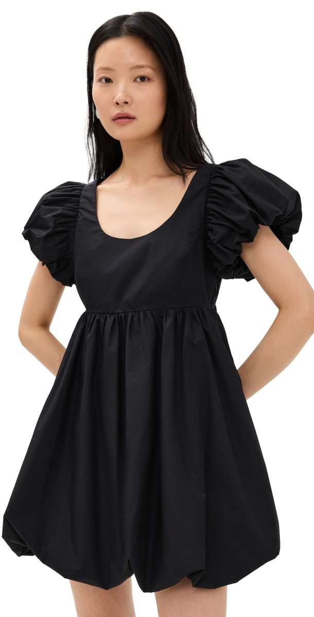 English Factory Bubble Scoop Neck Dress Black