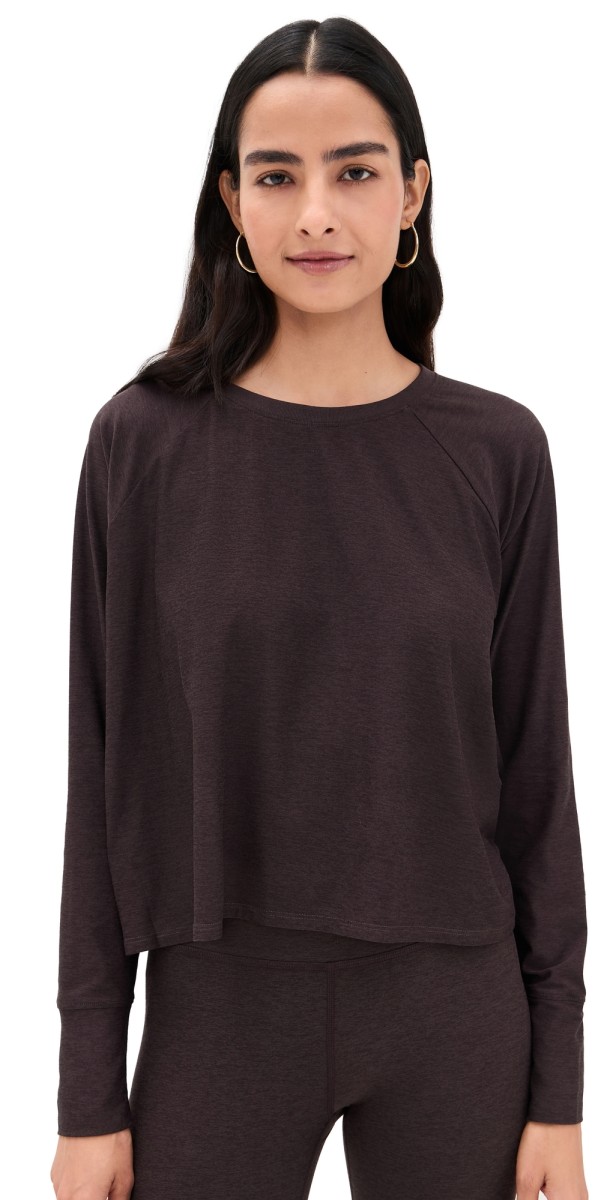 Beyond Yoga Featherweight Daydreamer Pullover Dark Chocolate Heather