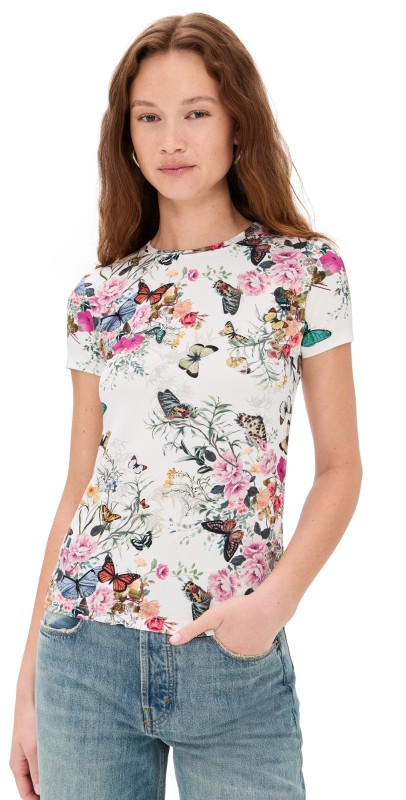 L'AGENCE Ressi Short Sleeve Crew Charonda Tee Charonda Butterfly