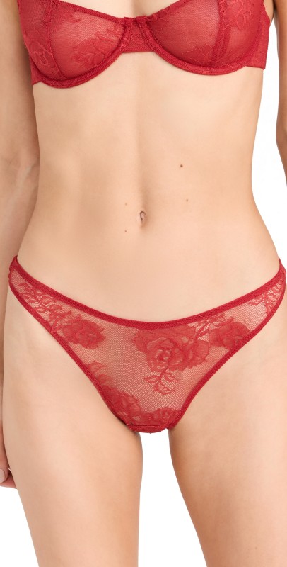 Fleur du Mal Bouquet Lace Cheeky Panties Rouge