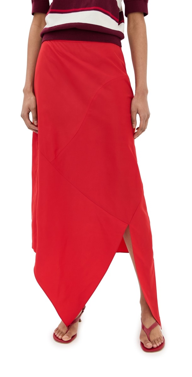Tibi Italian Sporty Nylon Tie Skirt Lava