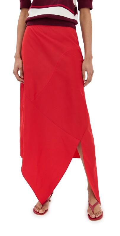 Tibi Italian Sporty Nylon Tie Skirt Lava