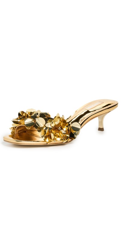 Larroudé Greta Disco Mules Gold