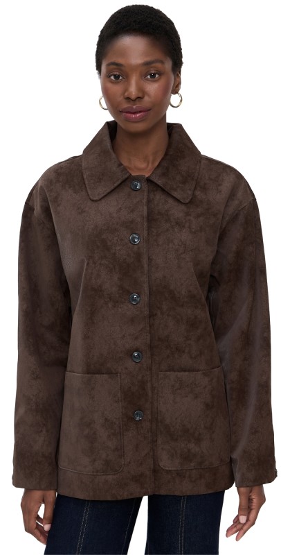 WAYF Rita Faux Suede Jacket Espresso