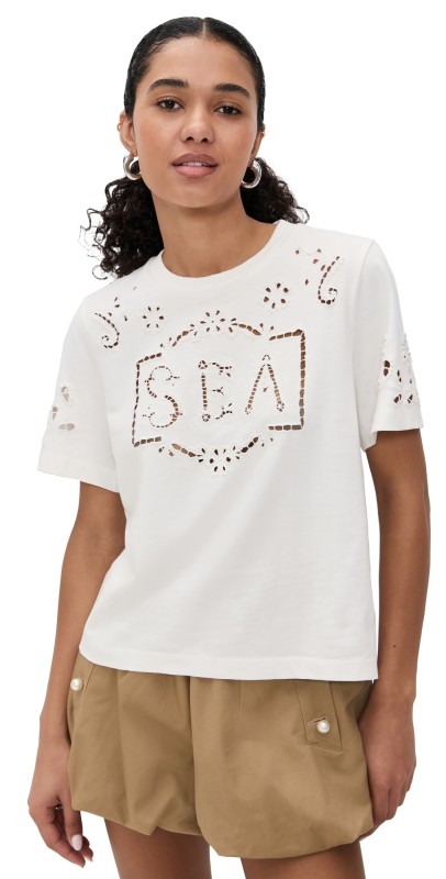 Sea Marie Embroidery T-Shirt White