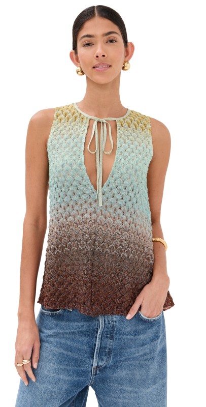 Missoni Sleeveless Top Multi Brown/Green/Light Blue