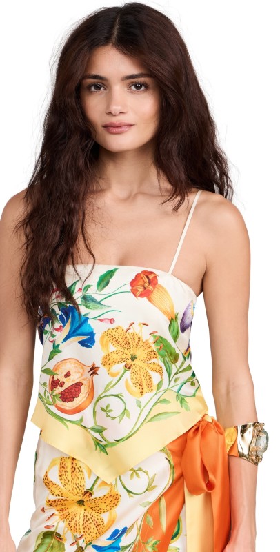 ALÉMAIS Flores Silk Scarf Top Multi
