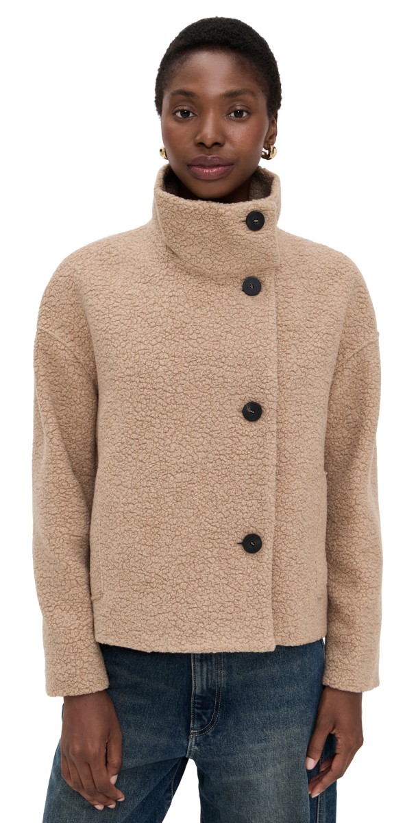 Harris Wharf London Women Cropped Funnel Jacket Beige