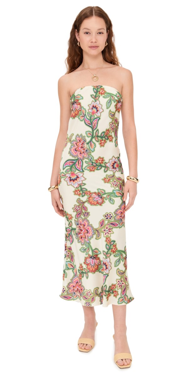 MISA Thara Dress Floral Lattice Stn