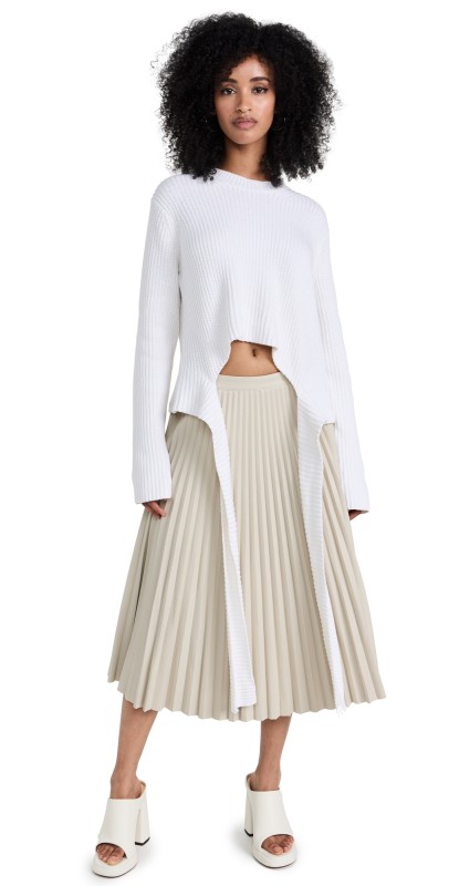 Proenza Schouler White Label Ribbed Cotton Wrap Sweater Leaf