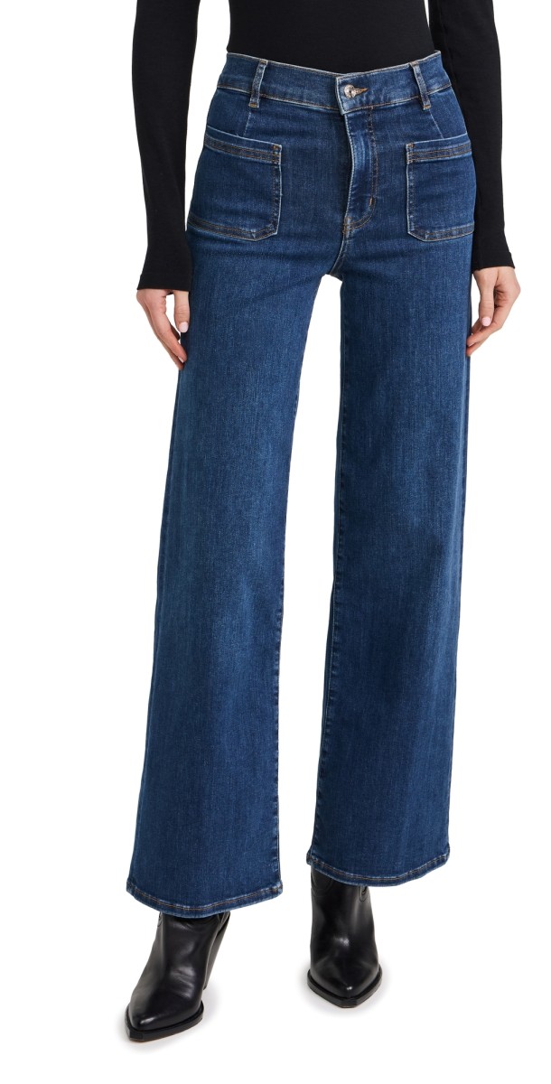FRAME Le Slim Palazzo Bardot Pocket Jeans Cursive
