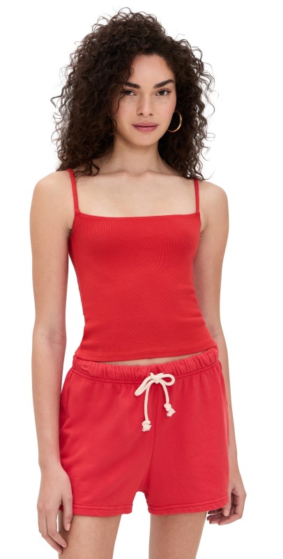 perfectwhitetee Lucile Ribbed Skinny Tank Poppy
